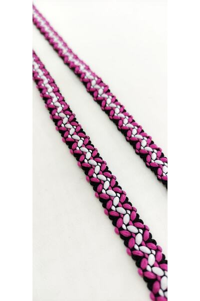 ALTAY AKSESUAR شريط محبوك بنمط متعرج باللون الأسود والأرجواني والأبيض