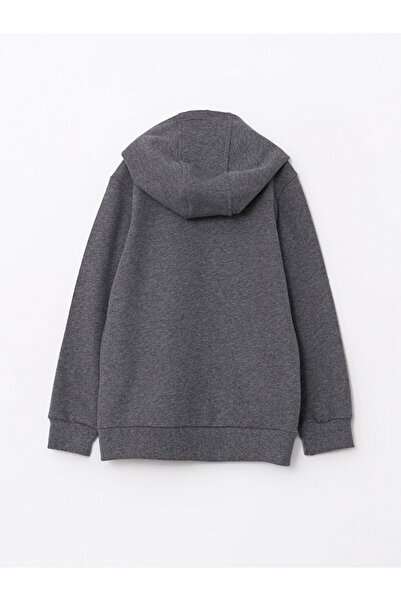 LC Waikiki Kapüşonlu Basic Uzun Kollu Kız Çocuk Fermuarlı Sweatshirt