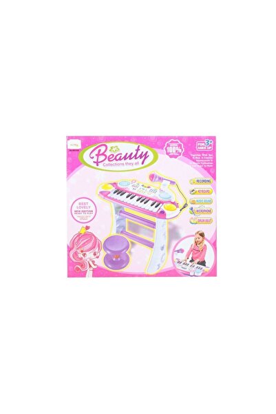 Mercaton INSTRUMENT MUZICAL PIANINA ELECTRONICA MALPLAY CU SCAUN SI MICROFON 45 CM INALTIME ROZ