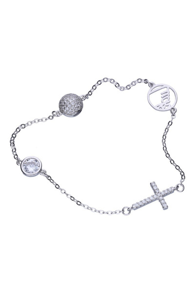 Silver berry Brățară din argint S925, Cruce și Noroc, decorată cu cristale de zirconiu, închidere magnetică
