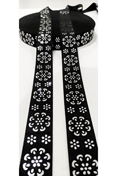 ALTAY AKSESUAR شريط مطاطي أسود مطبوع عليه نمط زهور