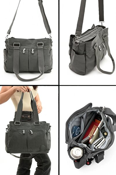 çantamgelsin Women's large size 8 compartment water resistant crinkle cross and shoulder bag & university bag