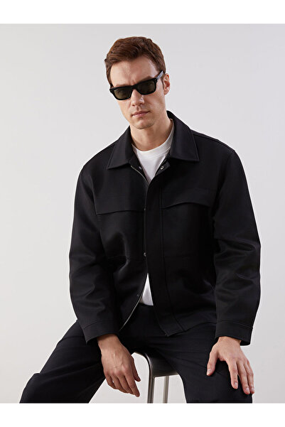 LC Waikiki Black Comfortable Fit Shirt Collar Men's Coat