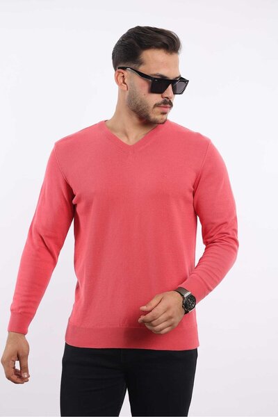 rugatchi Premium Men's V-Neck Knitwear — 100% Cotton, Breathable Comfort Sweater