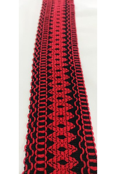 ALTAY AKSESUAR شريط محبوك أسود أحمر 6 سم