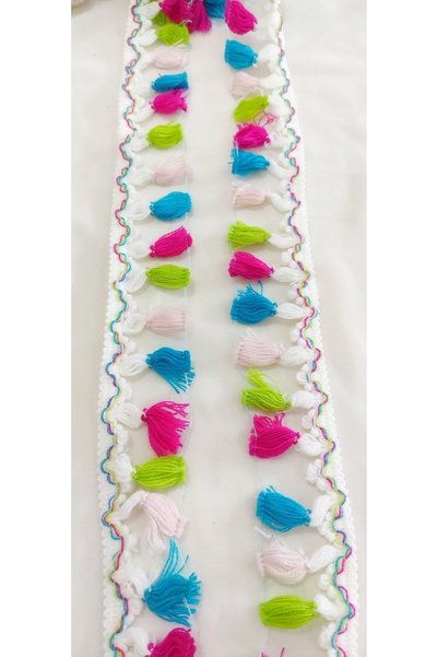 ALTAY AKSESUAR White Edge Pine Model Soft Orlon Vibrant Colored Tassel Fringe