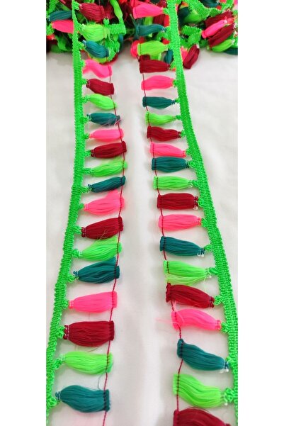 ALTAY AKSESUAR هامش شرابة ملون باللون الأخضر الفستقي