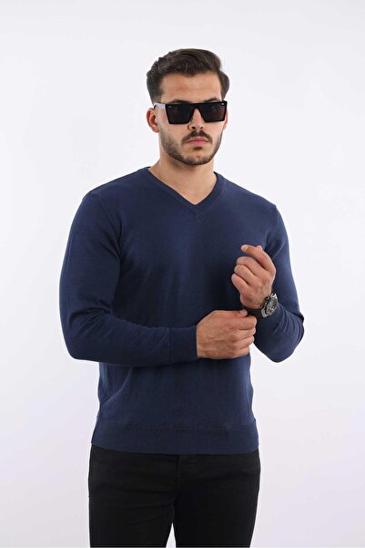 rugatchi Premium Men's V-Neck Knitwear — 100% Cotton, Breathable Comfort Sweater