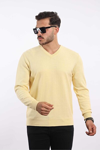rugatchi Premium Men's V-Neck Knitwear — 100% Cotton, Breathable Comfort Sweater