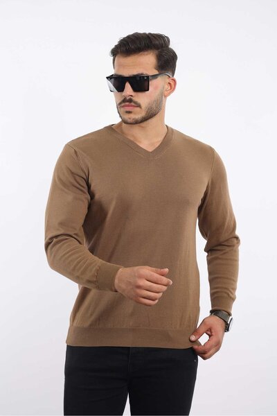 rugatchi Premium Men's V-Neck Knitwear — 100% Cotton, Breathable Comfort Sweater