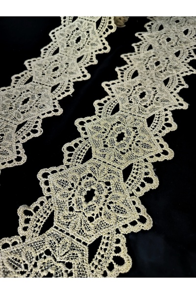 ALTAY AKSESUAR Gold Silvery Middle Model Patterned Guipure Lace