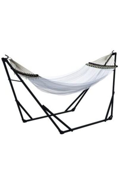 Mercaton Polyester hammock with steel support, cover, white, 263x89x100 cm