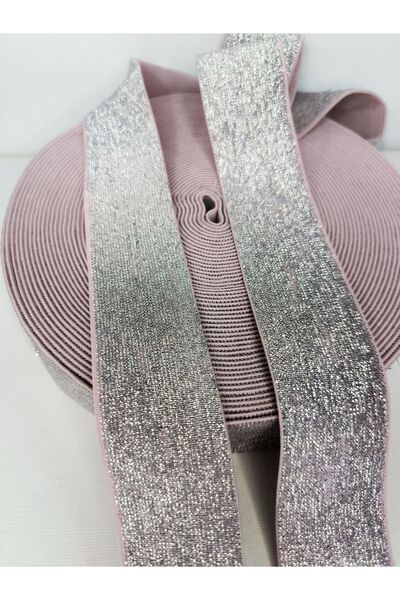 ALTAY AKSESUAR شريط مطاطي وردي اللون مع لمعان بودرة