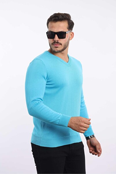 rugatchi Premium Men's V-Neck Knitwear — 100% Cotton, Breathable Comfort Sweater