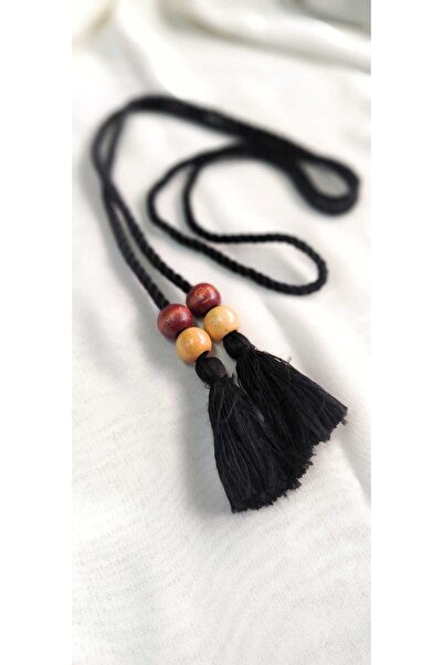 ALTAY AKSESUAR شرابة مزدوجة الجوانب مطرزة باللون الأسود