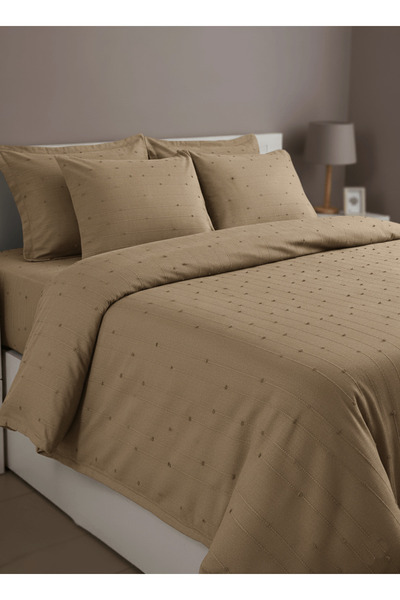Madame Dower Loom collection dark beige bedspread set - 260x250 cm + 4 pillow cases