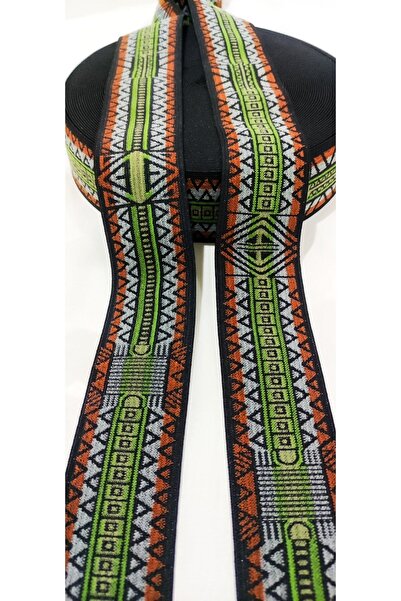 ALTAY AKSESUAR رمادي برتقالي أخضر نمط خاص شريط مطاطي