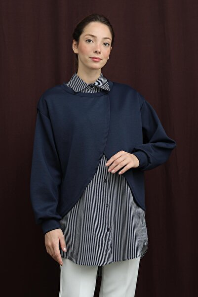 Puane Women's Stripe Detailed Tunic - 10725Tun - Navy