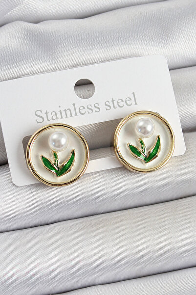 Lisinya Brass White Enamel Tulip Figured Artistic Portrait Model Gold Color W...