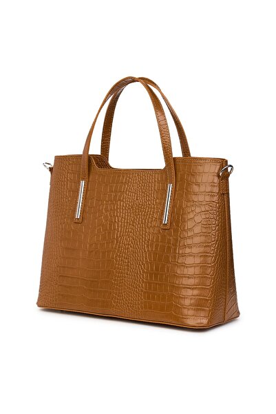 myOwn Δερμάτινη τσάντα Carolina σε καφέ χρώμα με ανάγλυφη υφή