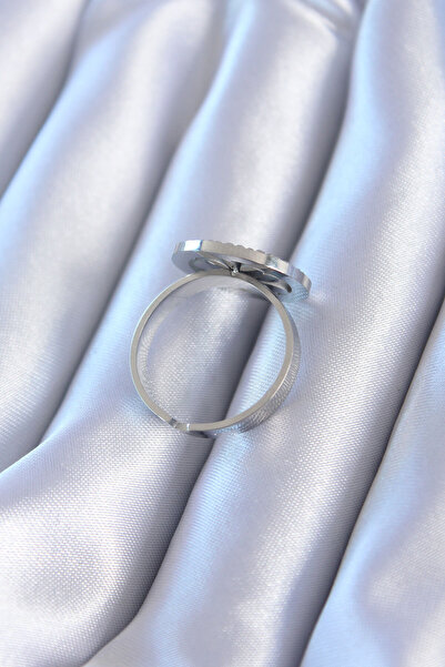 Lisinya 316L Steel Silver Color Zircon Stone Clover Model Women's Ring -