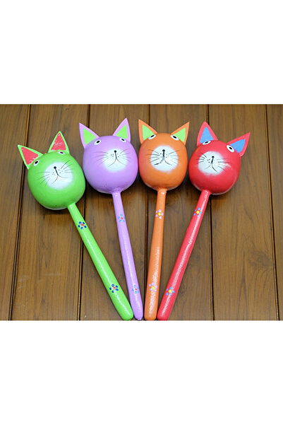 Lisinya Wooden Cat Maracas Single Plain:29 - Tygoo