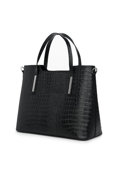 myOwn Geantă Carolina neagră din piele embosată