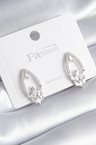 Lisinya أقراط نسائية من النحاس الفضي اللون مع حجر الزركون - TYGOO