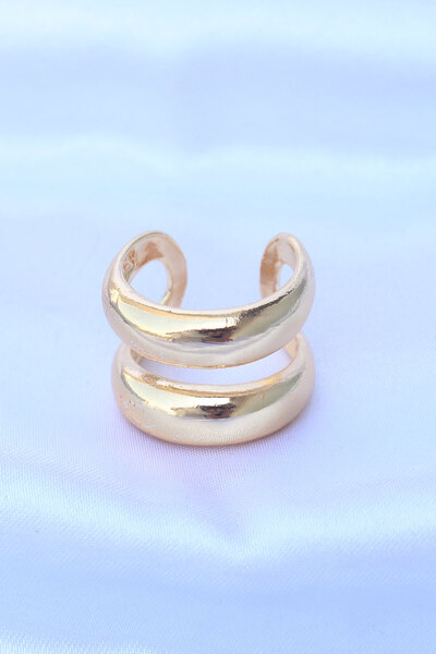 Lisinya Brass Gold Color Adjustable Stripe Ring -