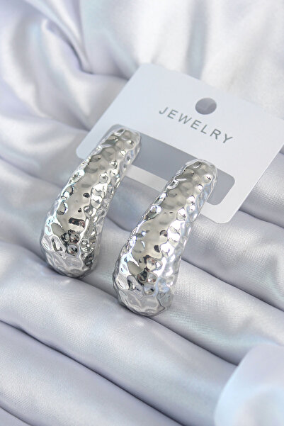 Lisinya Silver Color Engraved Detail Brass Women's Earrings - Tygoo