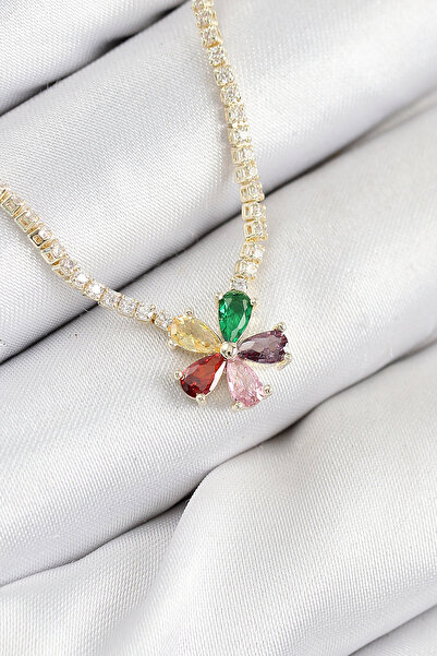 Lisinya Brass Zircon Stone Waterway Assorti Flower Model Gold Color Women's N...