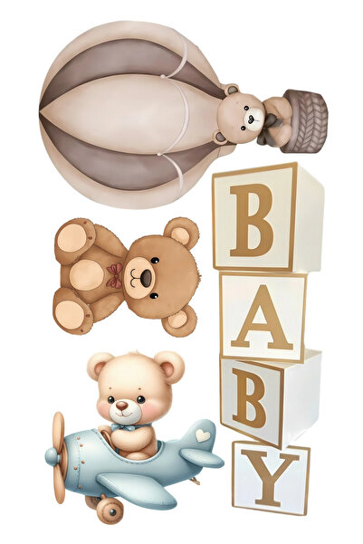 BatıDoğu Yenilebilir Şekerli Kağıt Baskısı Cupcake ve Pasta Resim Baskı Ayıcık Temalı 44