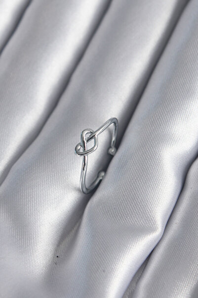 Lisinya خاتم نسائي فضي اللون بتصميم قلب معقود - TYGOO