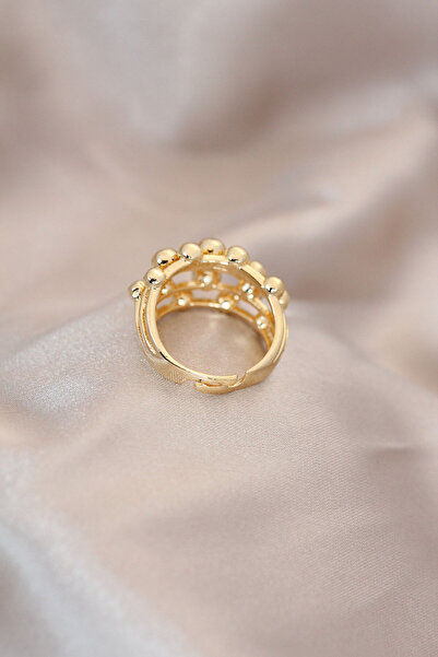 Lisinya Adjustable Gold Color Metal Curved Boluncuk Model Ring -