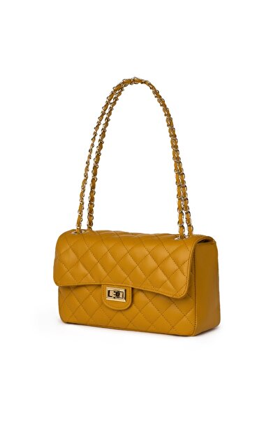 myOwn Angela quilted leather purse, mustard yellow