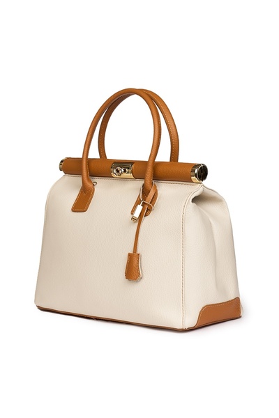 myOwn Τσάντα Bianca από γνήσιο δέρμα κρεμ/καφέ