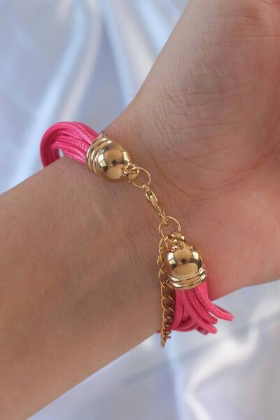 Lisinya Pink Color Zircon Stone Metal Accessory String Multi-Layer Bracelet -