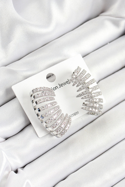 Lisinya أقراط نسائية من النحاس والزركون متعددة المظهرين باللون الفضي - TYGOO