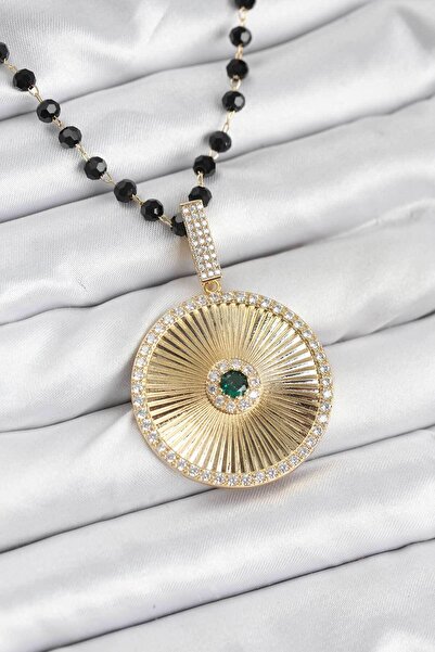 Mustran قلادة نسائية من الفولاذ 316L مع خرز كريستالي