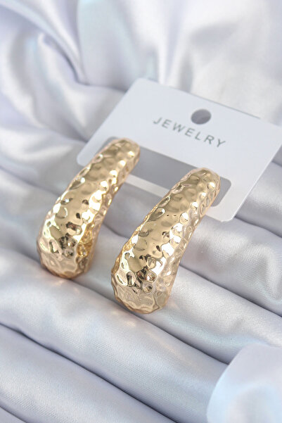 Lisinya Gold Color Engraved Detail Brass Women's Earrings - Tygoo