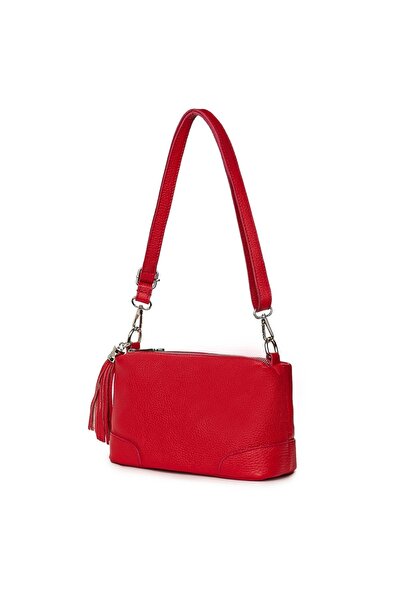 myOwn Poșetă Irene din piele roșie cu trei compartimente