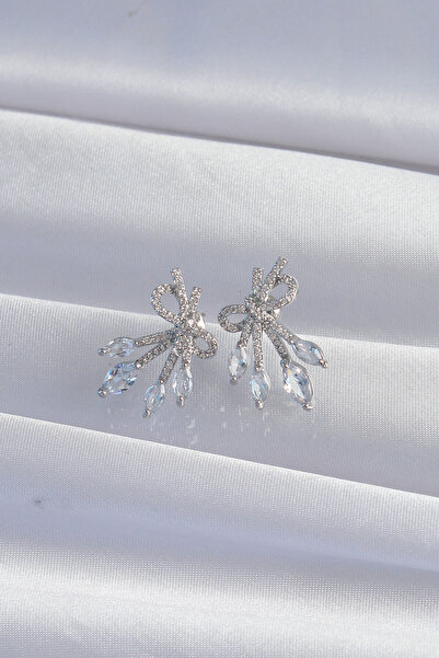 Lisinya حلق نحاسي فضي اللون بحجر الزركون -