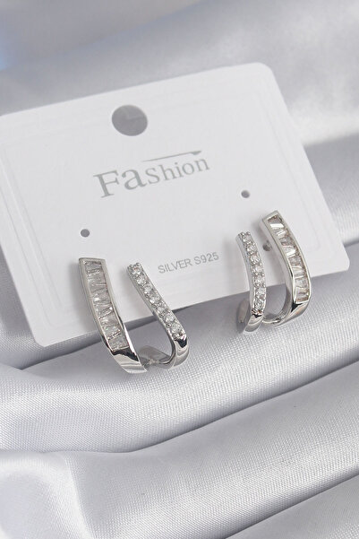 Lisinya Brass Silver Color Zircon Stone Women's Earrings - Tygoo