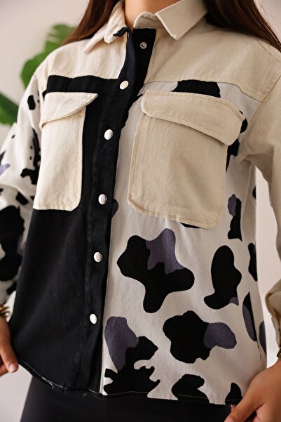 Kübra Tekstil Γυναικείο πουκάμισο με μακρυμάνικο σχέδιο, 100% βαμβακερό, πουκάμισο, μοντέρνο γυναικείο πουκάμισο με τσέπες