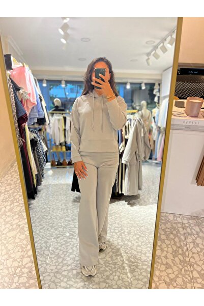 MU&ME BOUTİQUE EŞOFMAN ALTI BELİ LASTİKLİ AÇIK GRİ