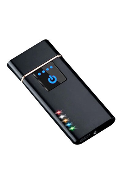 Genel Markalar Elektronik Şarj Edilebilir Alevsiz Usb Dokunmatik Siyah Çakmak...