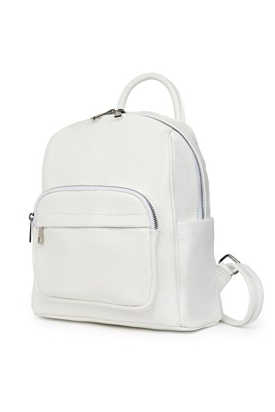 myOwn Rucsac Vicenzo alb din piele naturală