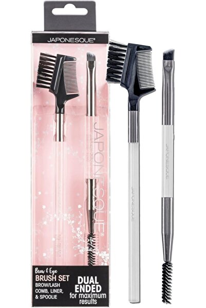 JAPONESQUE مجموعة فرشاة مزدوجة الأطراف للحواجب والعينين - مشط، وفرشاة ملفوفة، وفرشاة تحديد للعناية الشخصية