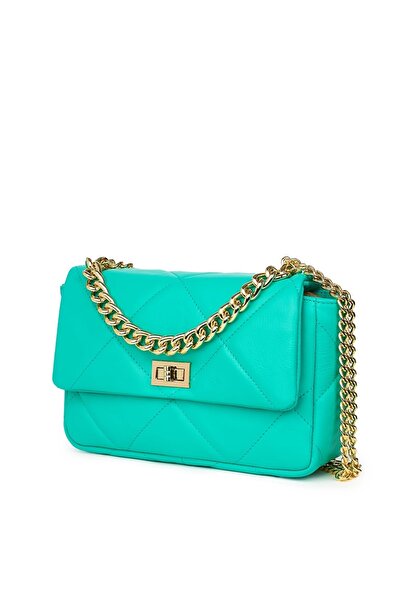 myOwn Greta turquoise quilted leather purse
