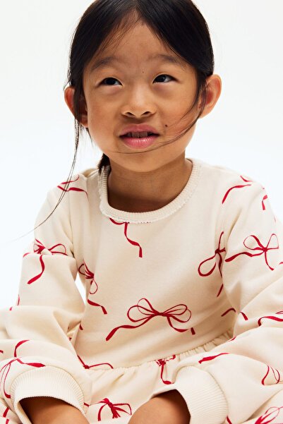 H&M Baskılı Sweatshirt Elbise